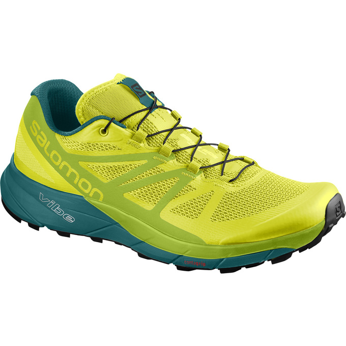 Salomon Singapore Mens Trail Running Shoes - SENSE RIDE Yellow/Green | 80514-CQTA